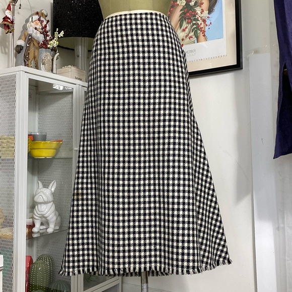 Vintage 90’s black/white Houndstooth 100% pure wool! Frey hem. Size 16 - Picture 15 of 17